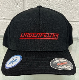 Lingenfelter Black Flexfit Hat, Red Logo